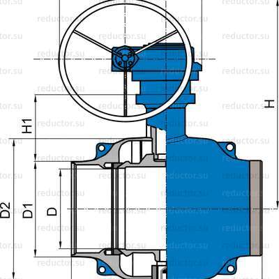 Чертёж крана NAVAL DN 600 стальной приварной с редуктором
