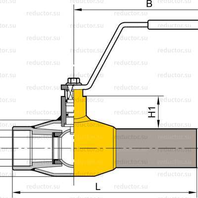 Чертёж крана NAVAL DN 15-50 для газа внутренняя резьба/приварка