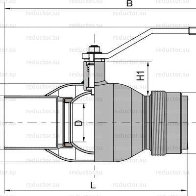 Чертёж крана NAVAL DN 32-100 для врезки нержавеющий редуцированный
