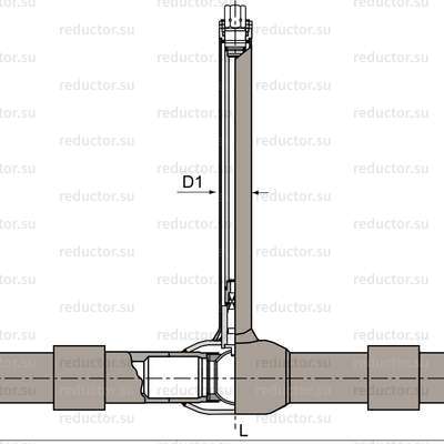 Чертёж крана NAVAL DN 32-200 для газа к пластмассовому трубопроводу
