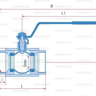 Кран неполнопроходной Маршал 10нж45фт ЦР.01.1 — Габаритные и присоединительные размеры