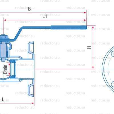 Кран неполнопроходной Маршал 11с67п 2ЦФШ.00.1 — Габаритные и присоединительные размеры