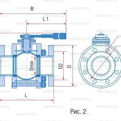 Рис.2 Кран неполнопроходной Маршал 11с67п 5СФ.00.1 — Габаритные и присоединительные размеры
