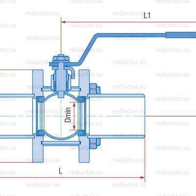 Кран неполнопроходной Маршал 11с67п СП.00.1 — Габаритные и присоединительные размеры