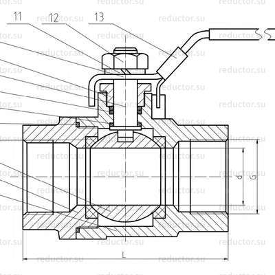 Кран нержавеющий муфтовый DN50 PN63 — Габаритные размеры и строение