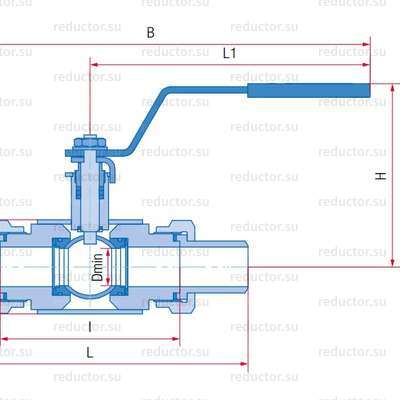 Кран полнопроходной Маршал 10нж46фт ЦШ.01.1 — Габаритные и присоединительные размеры