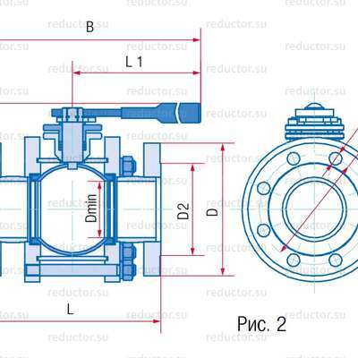 Рис.2 Кран полнопроходной Маршал 11с67п 5СФ.00.1 — Габаритные и присоединительные размеры