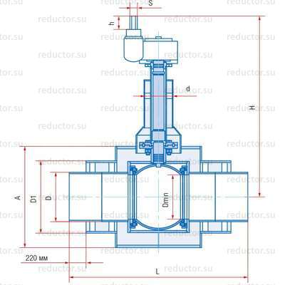 Кран полнопроходной Маршал 11с67п 6ЦП.01.3 — Габаритные и присоединительные размеры