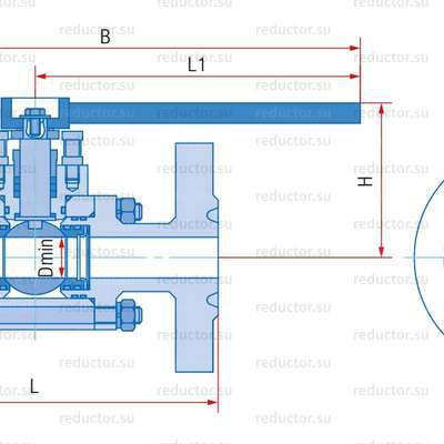 Кран полнопроходной Маршал 11с67п РП.01.1 — Габаритные и присоединительные размеры