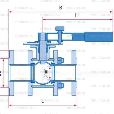 Рис.1 Кран полнопроходной Маршал 11с67п СФ.01.1 — Габаритные и присоединительные размеры