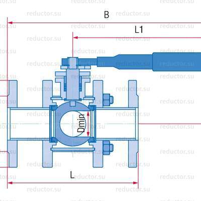 Рис.1 Кран полнопроходной Маршал КШТГ СФ.00.1 — Габаритные и присоединительные размеры