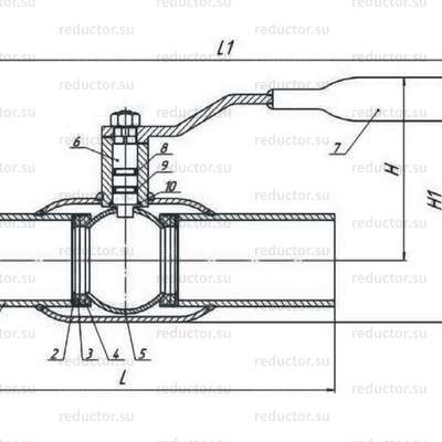 Кран шаровый стальной 11с67п DN 20 PN 40 — Габаритные размеры