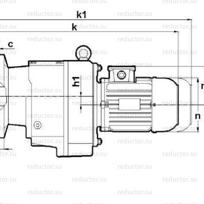 Мотор-редуктор NR202 — Габаритные и присоединительные размеры