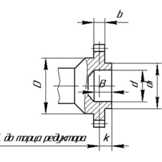 Редуктор 2Ц2-160 — Размеры конца выходного вала в виде зубчатой муфты