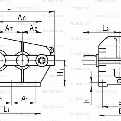 Редуктор Ц2-300 — Габаритные и присоединительные размеры