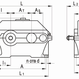 Редуктор Ц2У-200-16-16 полый вал — Габаритные размеры