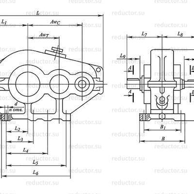 Редуктор ЦДНД-200 — Габаритные и присоединительные размеры
