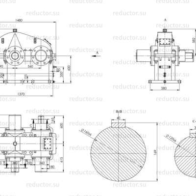 Редуктор ЦН-560 — габаритные и присоединительные размеры