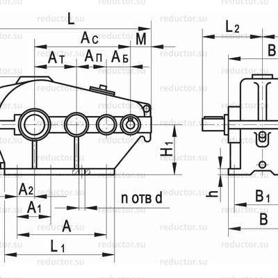 Редуктор ЦТНД-500 — Габаритные и присоединительные размеры