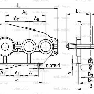 Редуктор РК-500 — Габаритные и присоединительные размеры 