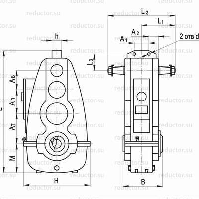 Редуктор В-250 — Габаритные и присоединительные размеры