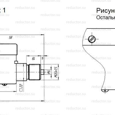 Габаритные и присоединительные размеры прибора с радиальным исполнением штуцера