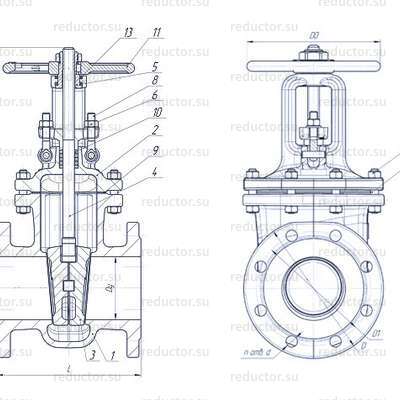 Задвижка 30с64нж - Габаритные и присоединительные размеры